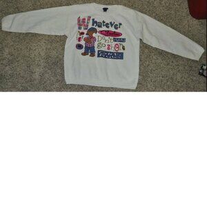 Girls Chic Sweatshirt 10/12 Whatever Girls Rule Oversized White Quilted